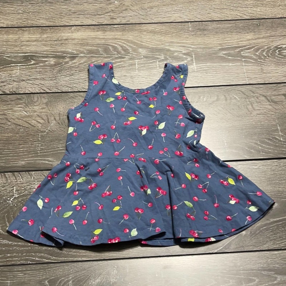 Ricrac & Ruffles Blue Cherry Tank Tops Girls Sz 3T